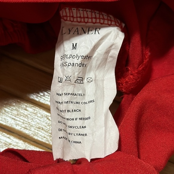 LYANER Women's Ruffle Short Sleeve Tie Up Back Crop Top Off Shoulder Blouse NWOT - Picture 8 of 8